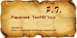 Papacsek Teofánia névjegykártya